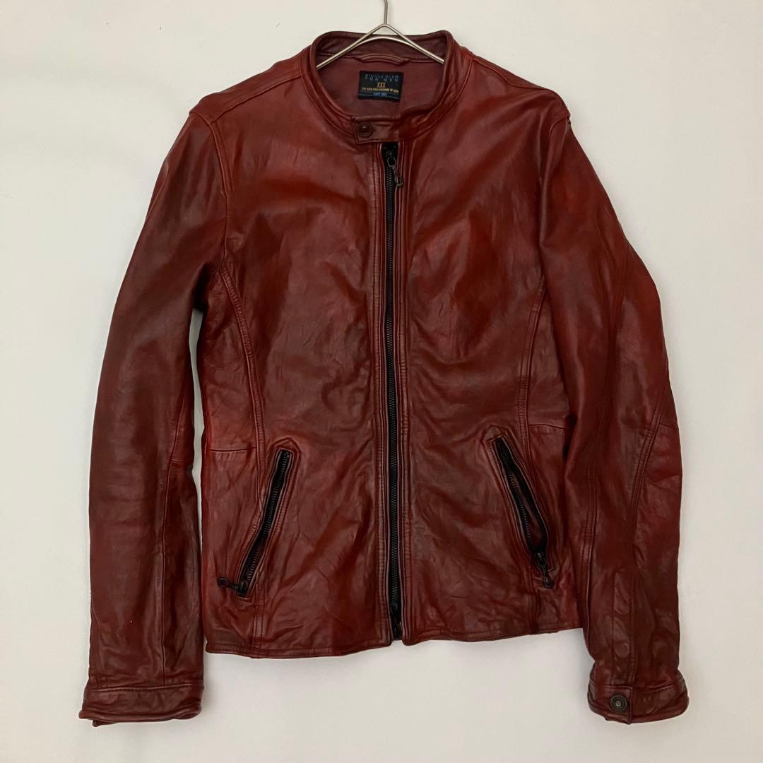 ✨希少　30周年✨ニコル　レザージャケット　シングルライダース　ジップアップ　赤