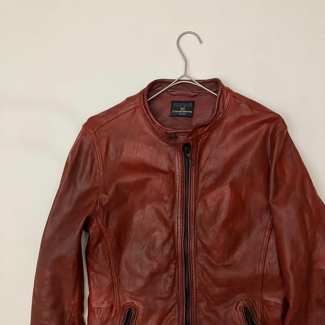 ✨希少　30周年✨ニコル　レザージャケット　シングルライダース　ジップアップ　赤