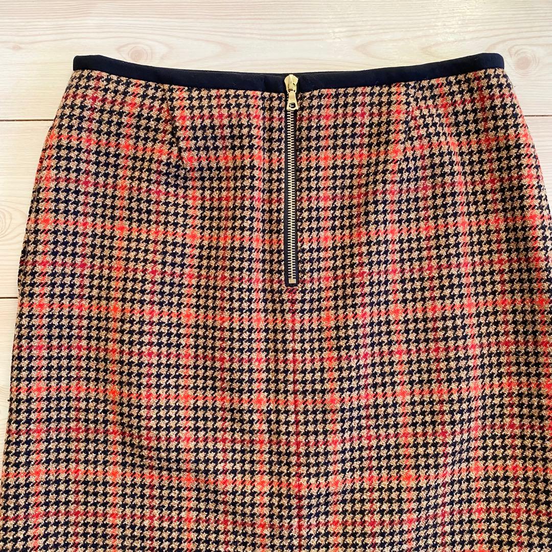 美品 DRAWER イタリア生地 セミタイトチェックスカート 定価55000円