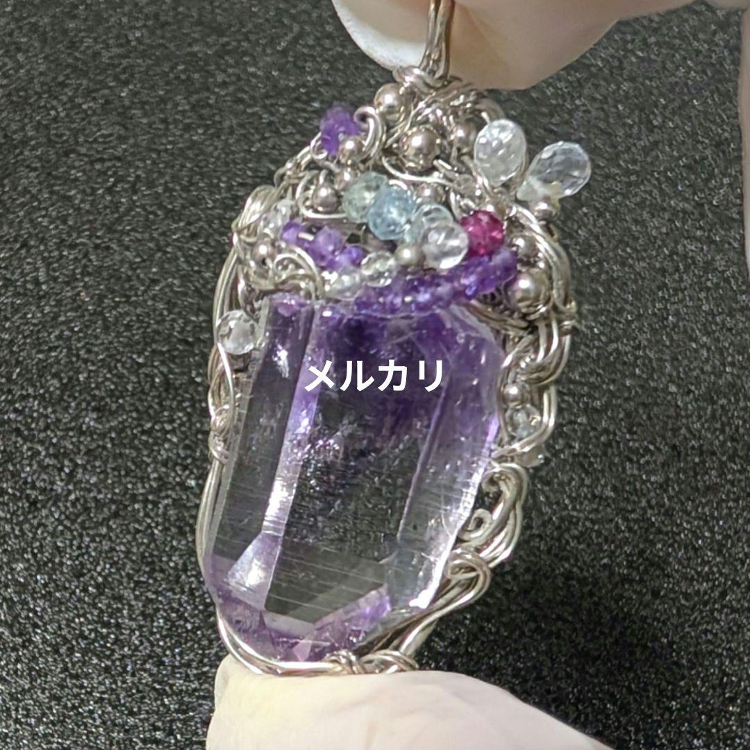 希少ファントムアメジスト アルゲンティウムシルバー ワイヤーアート ペンダント