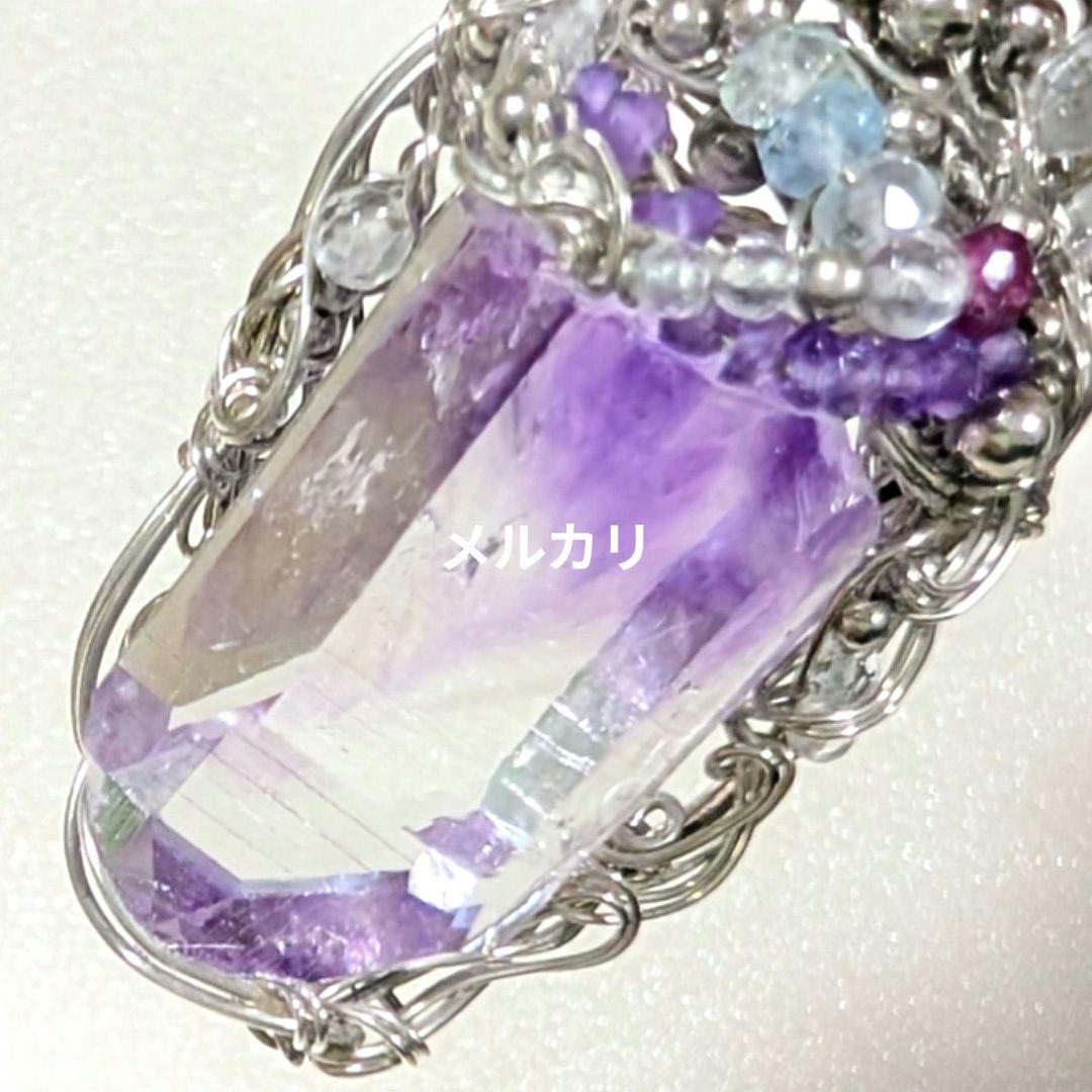 希少ファントムアメジスト アルゲンティウムシルバー ワイヤーアート ペンダント