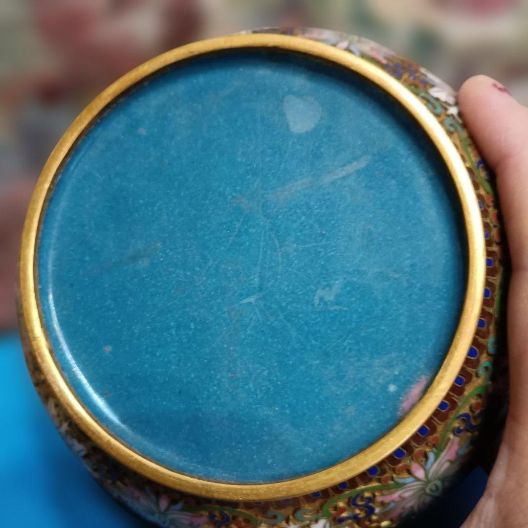 中国美術　七宝焼（景泰藍）金獅子香炉.沈香壺 昭和レトロアンティーク