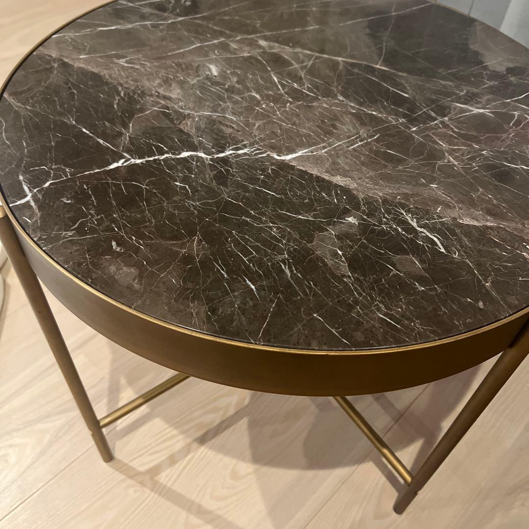 60cm大理石円形テーブル　脚ブロンズゴールド