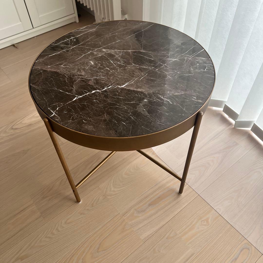60cm大理石円形テーブル　脚ブロンズゴールド