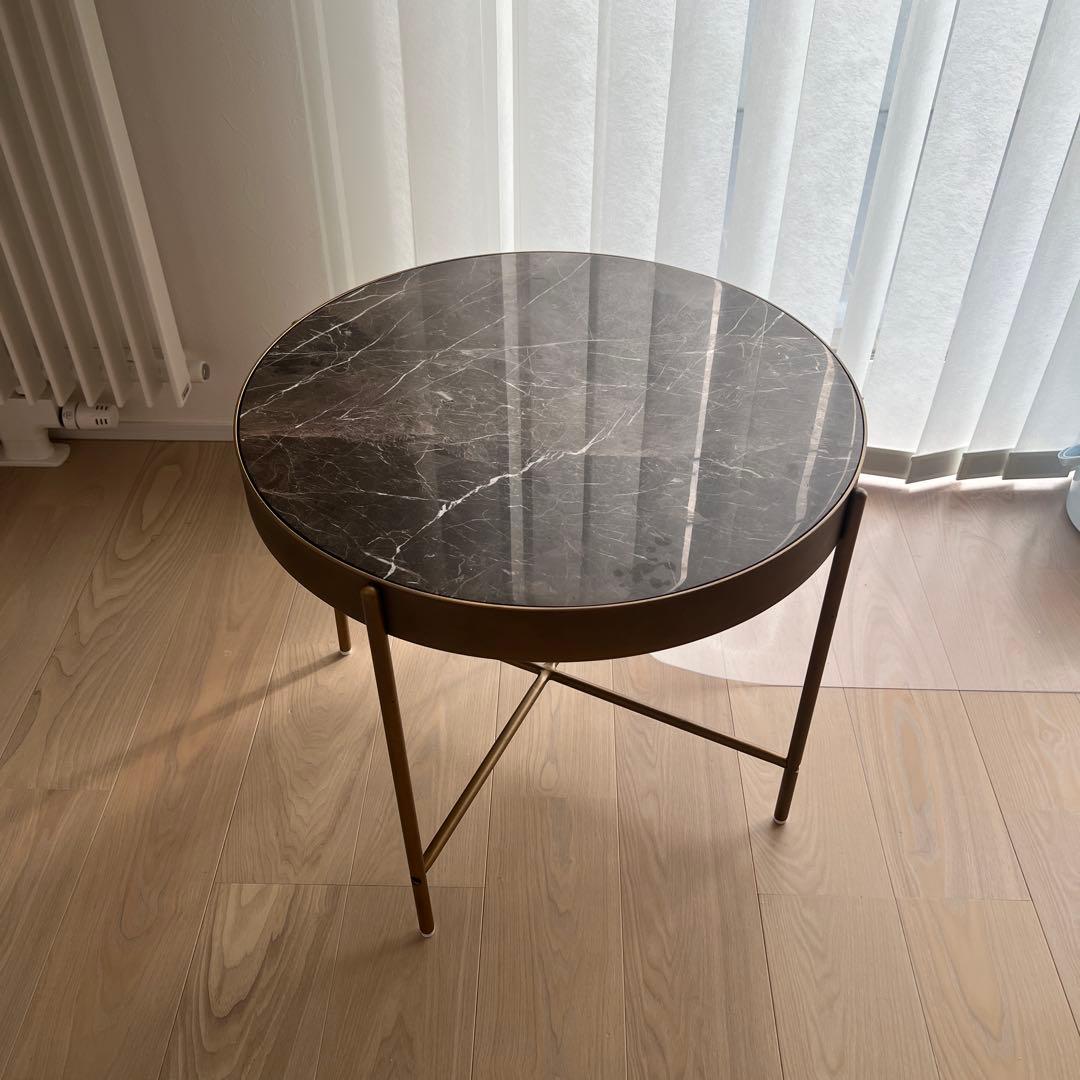 60cm大理石円形テーブル　脚ブロンズゴールド