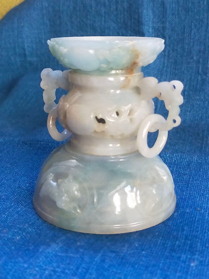 香炉 天然翡翠(硬玉) 彫刻 置物