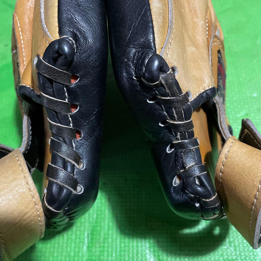最終価格　希少旧ウイニングそっくり明倫本革パンチングミット、ワールドチャンプ本革