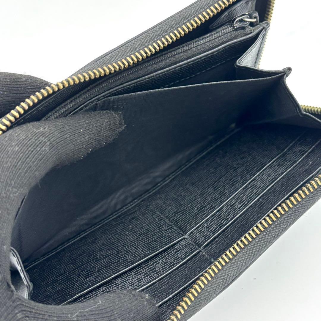 GUCCI グッチ 長財布 ラウンドジップ インターロッキング レザー ブラック