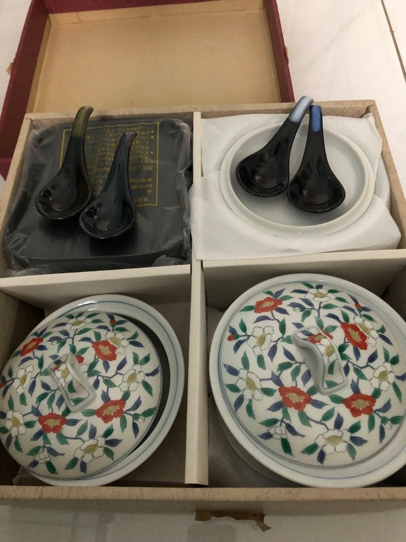 蓋つき煮物椀5個セット 花柄、新品