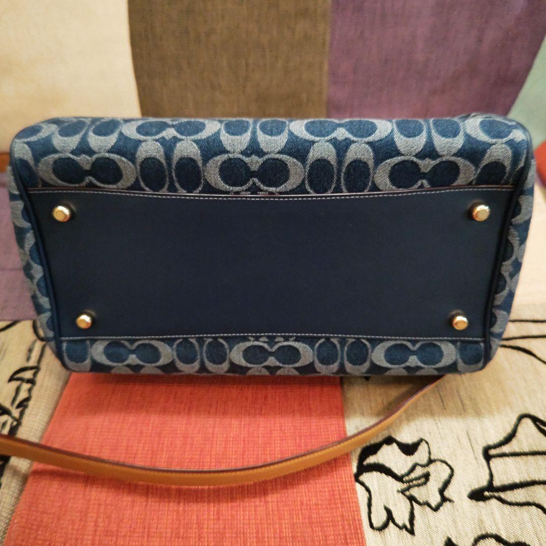 ももたCOACH コーチ ショルダーバッグ ボストンバッグ デニムネイビー