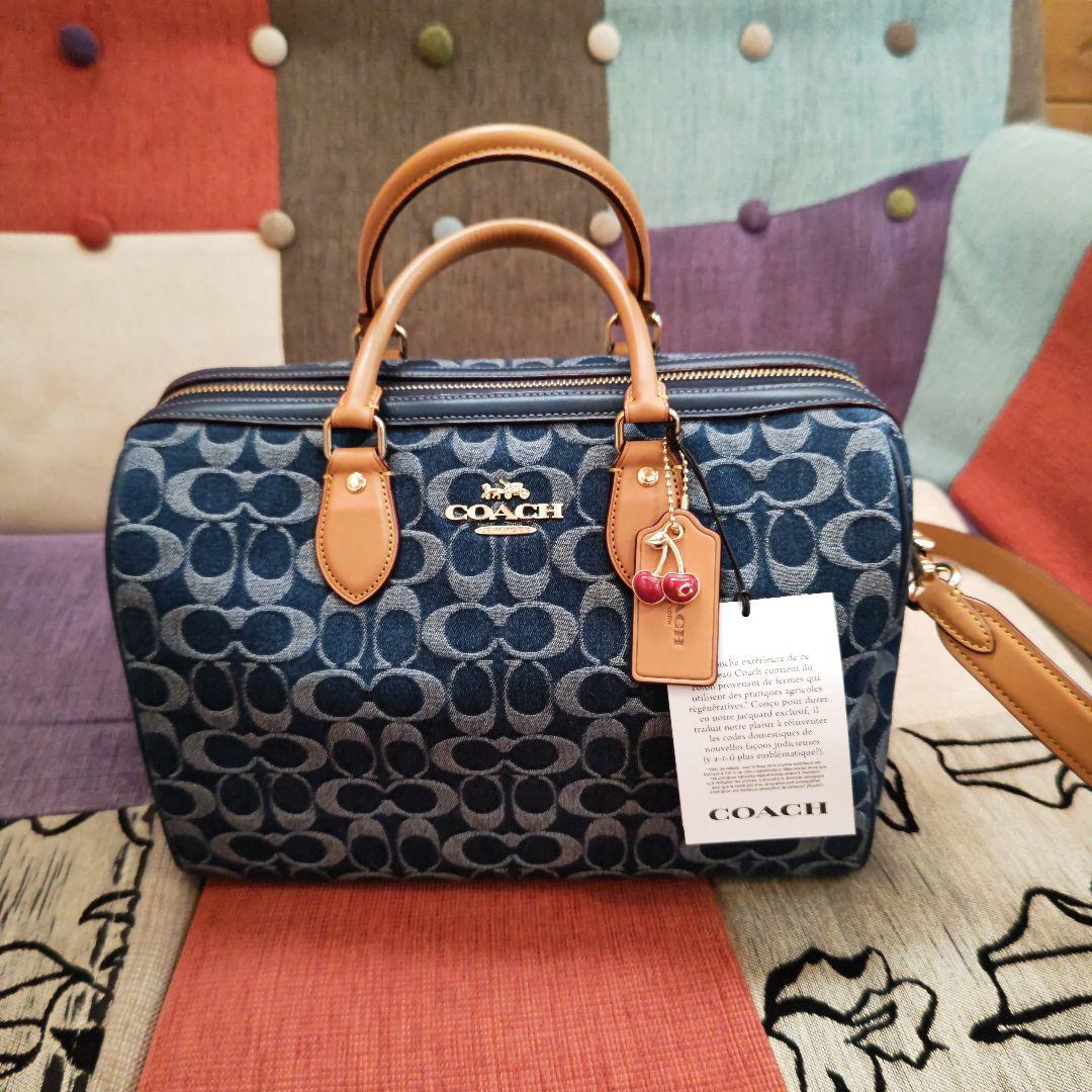 ももたCOACH コーチ ショルダーバッグ ボストンバッグ デニムネイビー