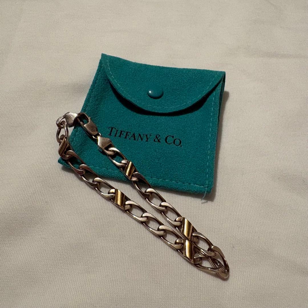 ティファニー TIFFANY フィガロチェーン ブレスレット SV YG コンビ