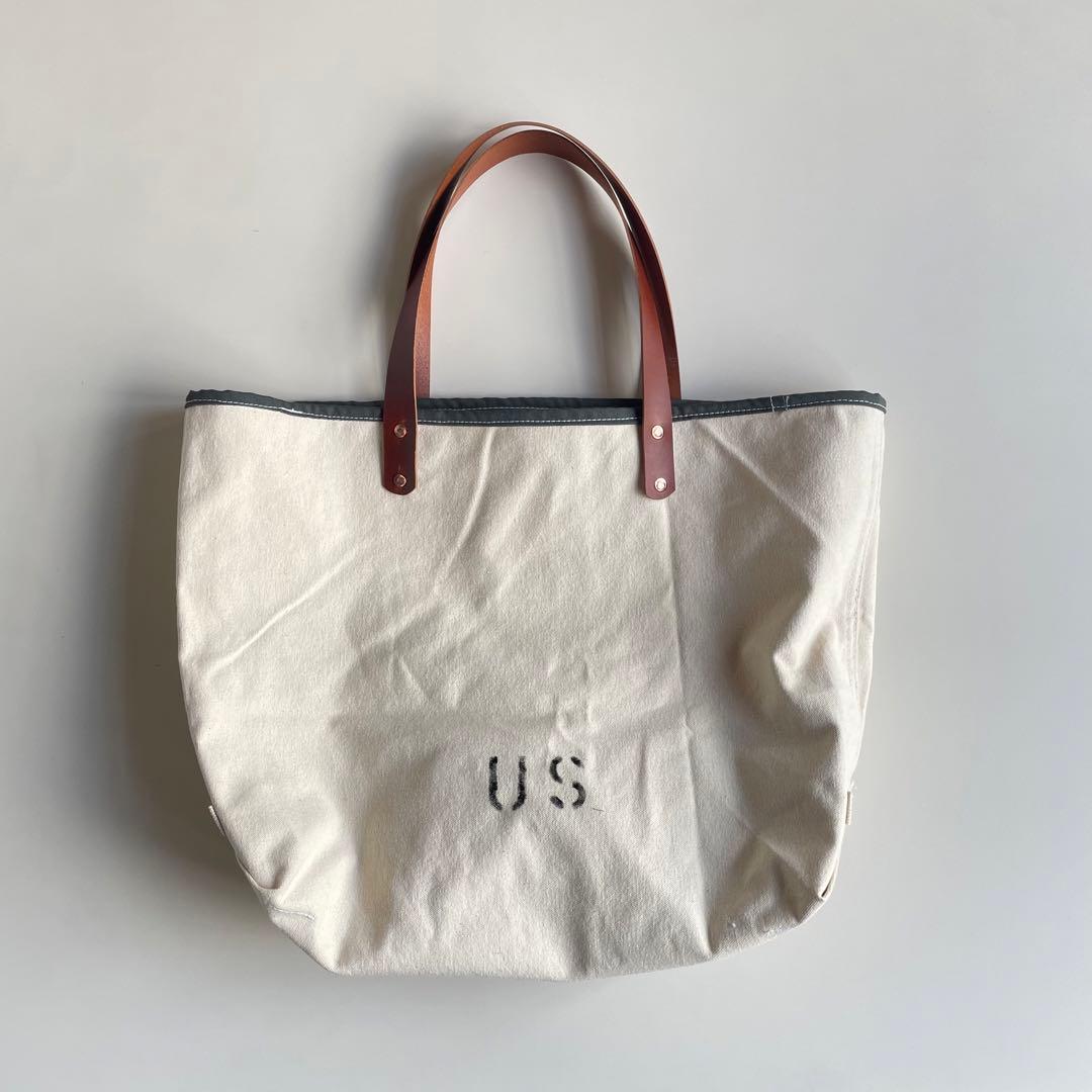 【ビンテージ】アメリカ軍　ミリタリー　トートバッグ　レザーハンドル　50s60s