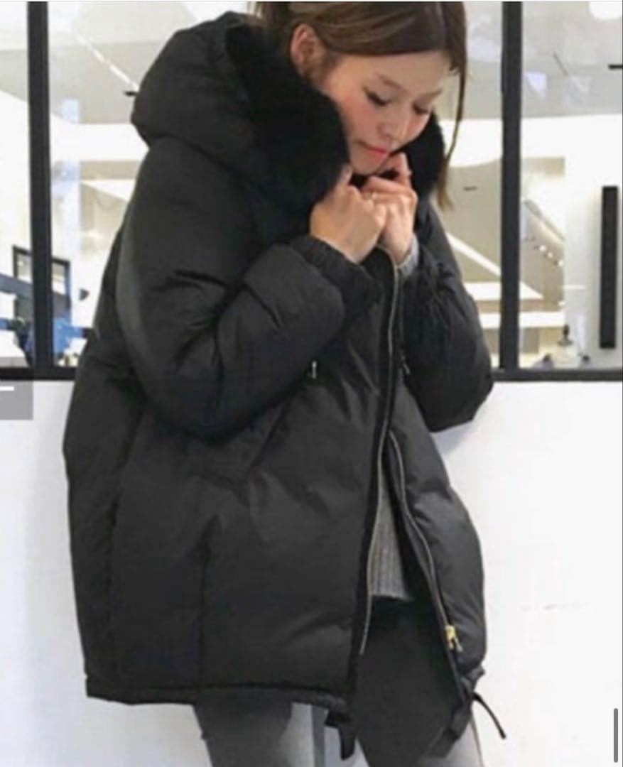 美品　ドゥーズィエムクラス　コクーン フードダウン ブラック　黒