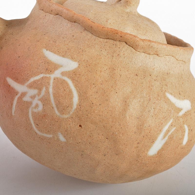 煎茶道具　萬古焼　古稀一光作　手捻　横手急須　茶壷　D　R5605