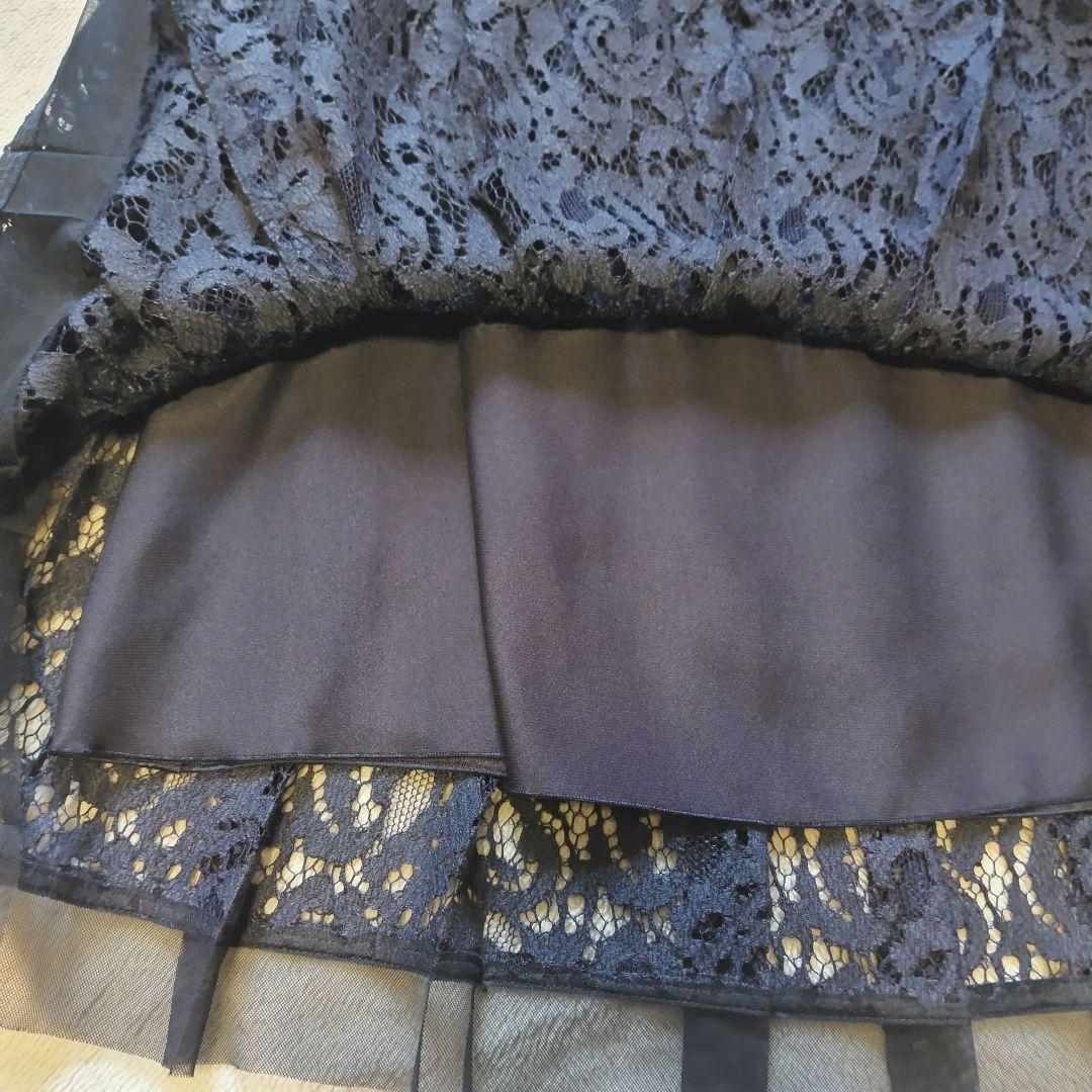 美品 ANAYI アナイ ジャガードレースプリーツスカート 濃ネイビー 38