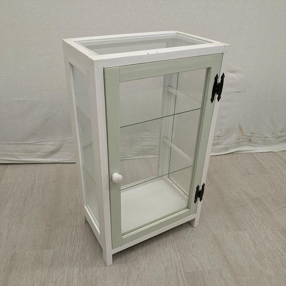 展示品　レトロガラス　シャビー　ハンドメイド　キャビネット　飾り棚　フレンチ　D