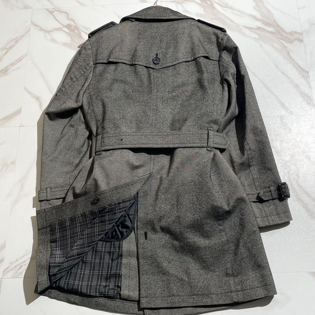 BURBERRY ブラックレーベル トレンチコート ライナー付 グレー 羊毛 M