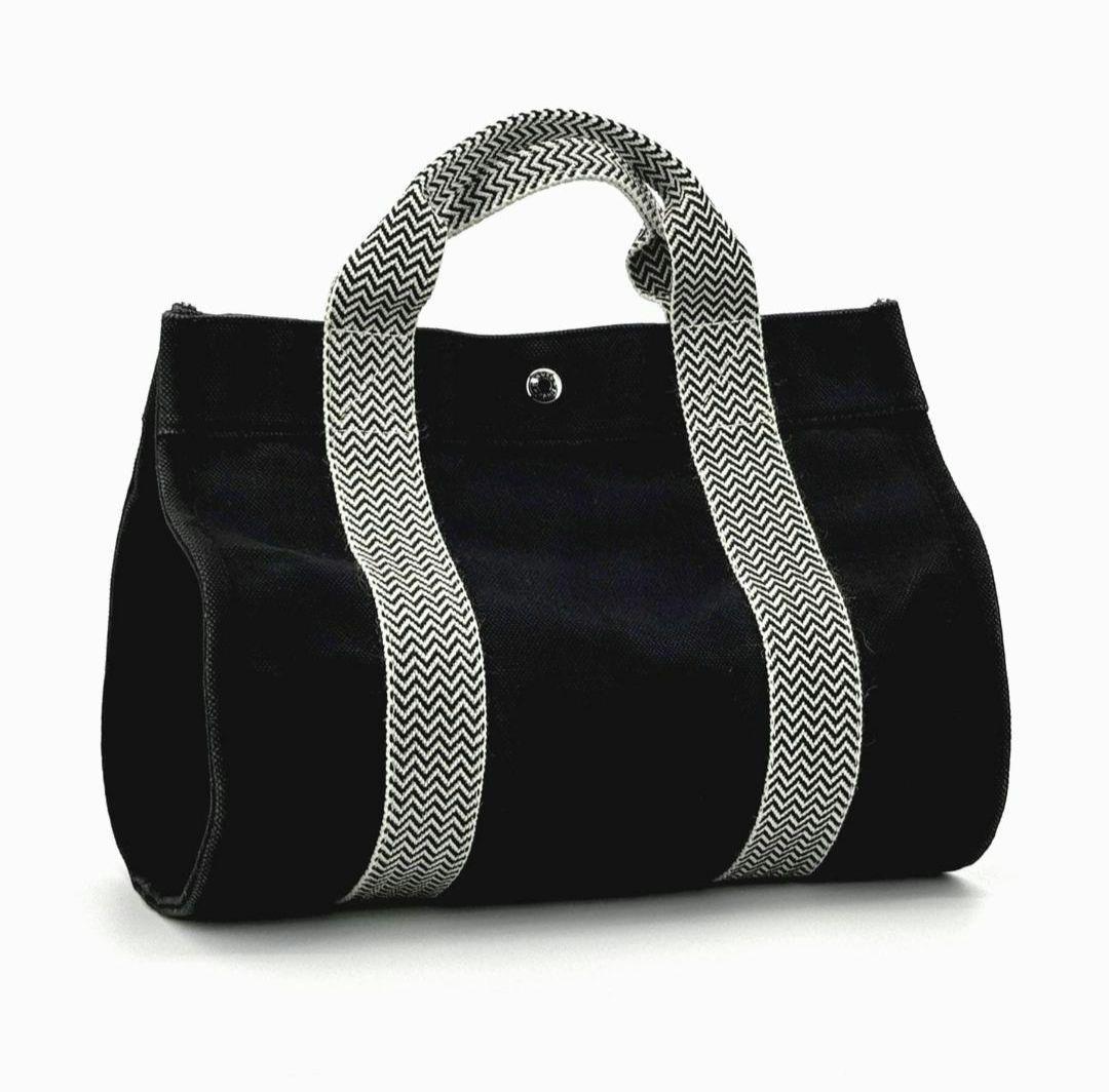 エルメス　カンヌPM　トートバッグ　キャンバス　ブラック系　【廃盤】