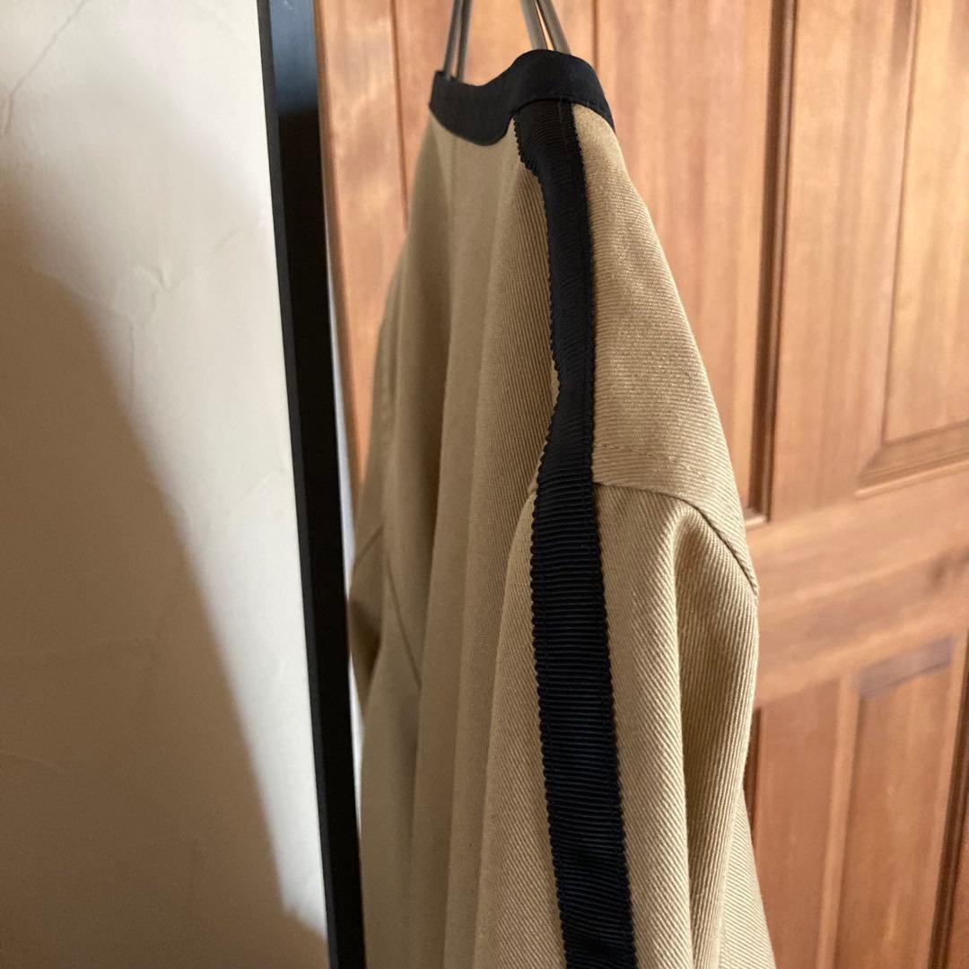 Limue ロングコート　ワイドスリーブ　ノーカラー　パイピングコート　F