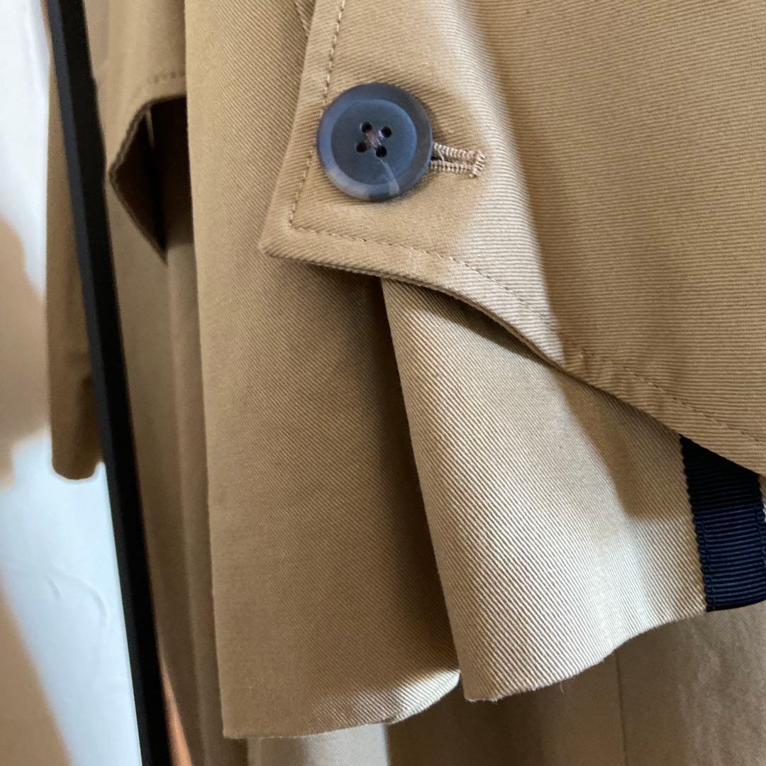 Limue ロングコート　ワイドスリーブ　ノーカラー　パイピングコート　F