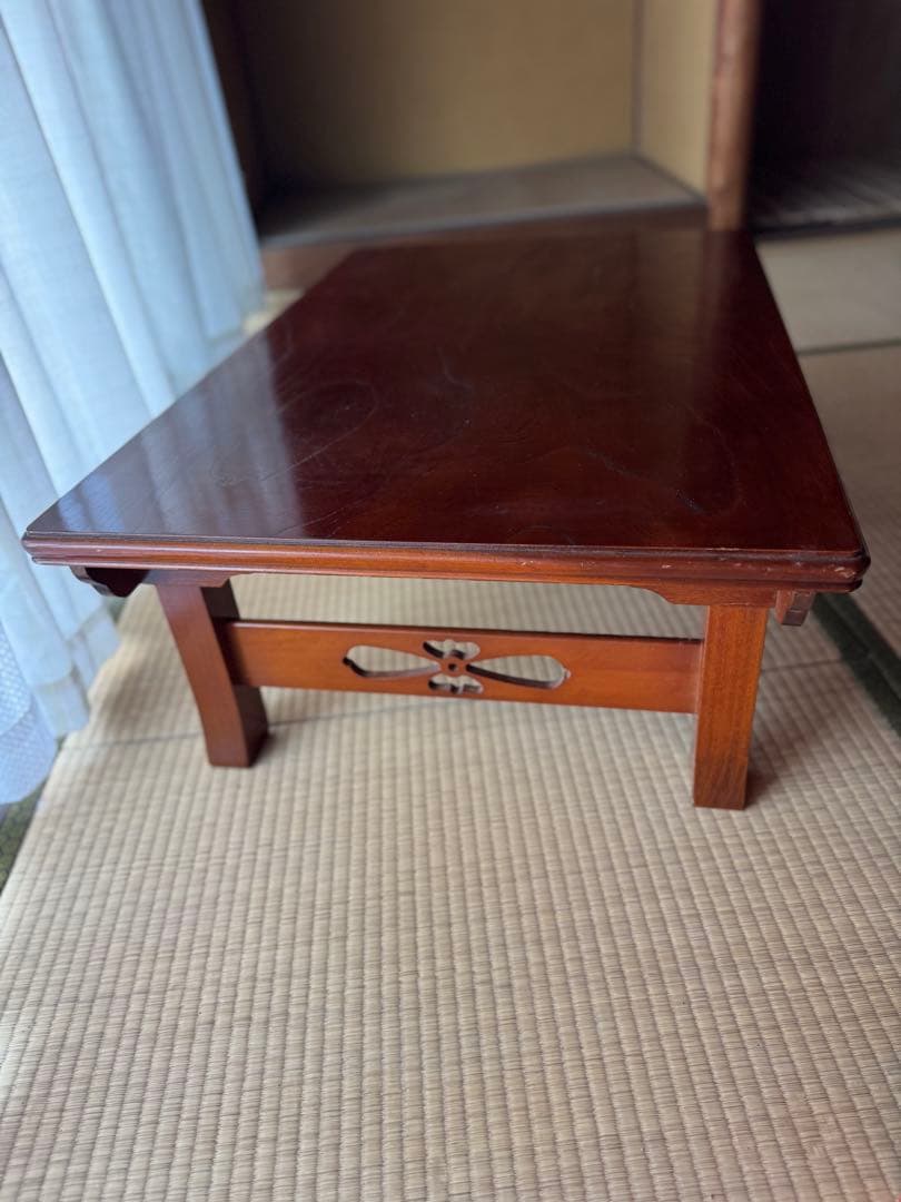 無垢板ローテーブル　座卓 昭和レトロ　折りたたみ式