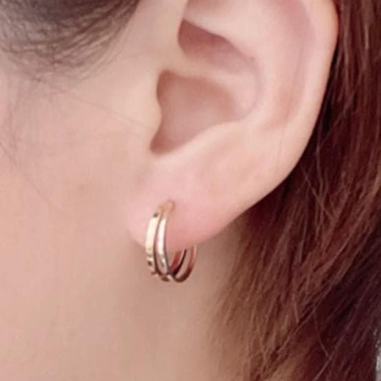 【10金 大きめ2連フープピアス 】イエローゴールド K10刻印入 日本製新品！