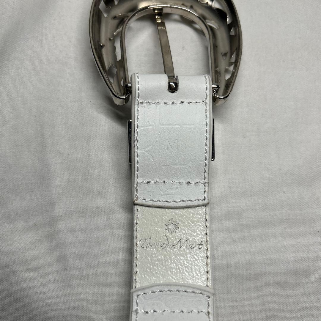 TORNADOMART 本革　コンチョ　スタッズ　ウエスタン　ベルト　レザー　白