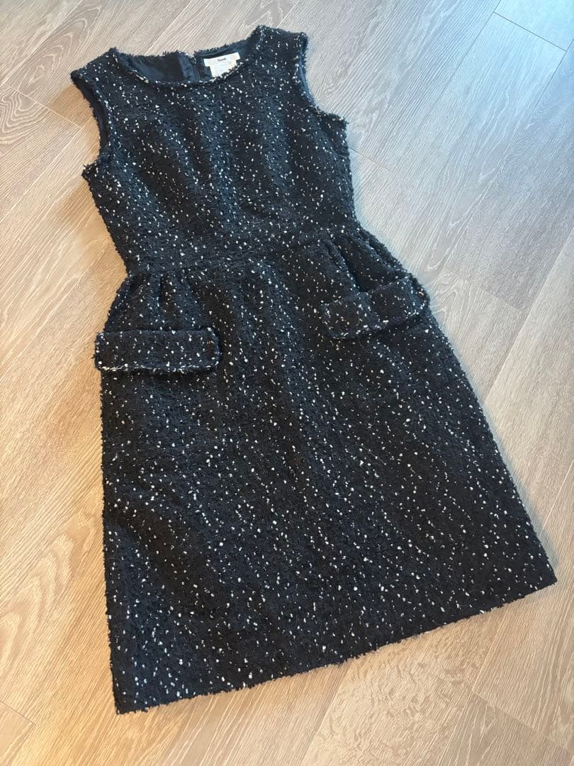 René 黒 ノースリーブ ワンピース 36 ツイード