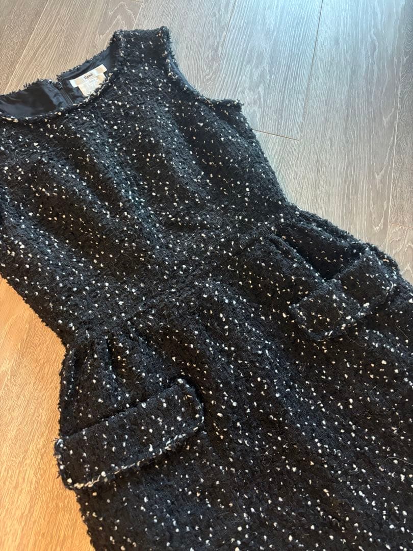 René 黒 ノースリーブ ワンピース 36 ツイード