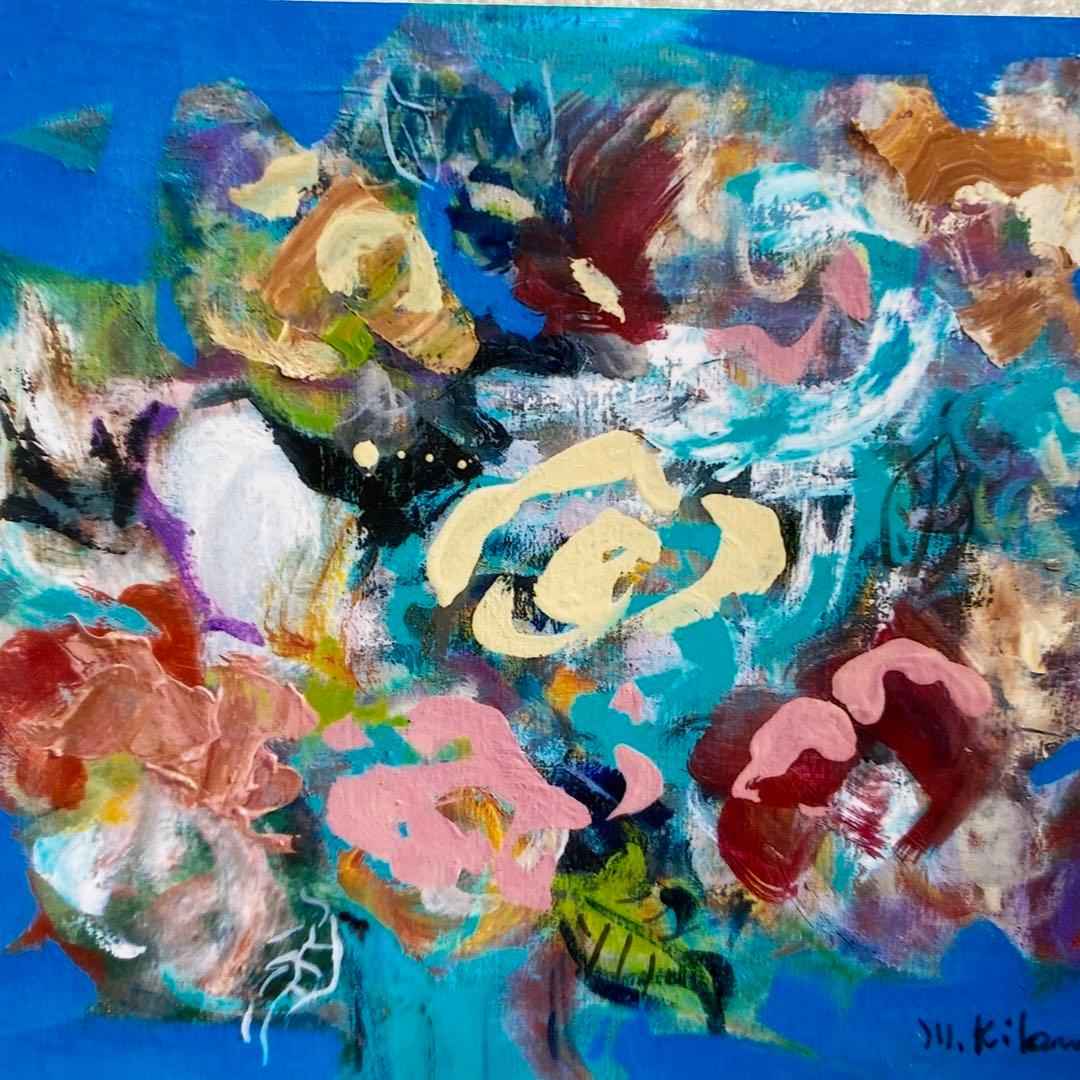 絵画　油彩画　油絵　「多色のバラ」F8号　菊地正則　渡仏　美品　送料無料