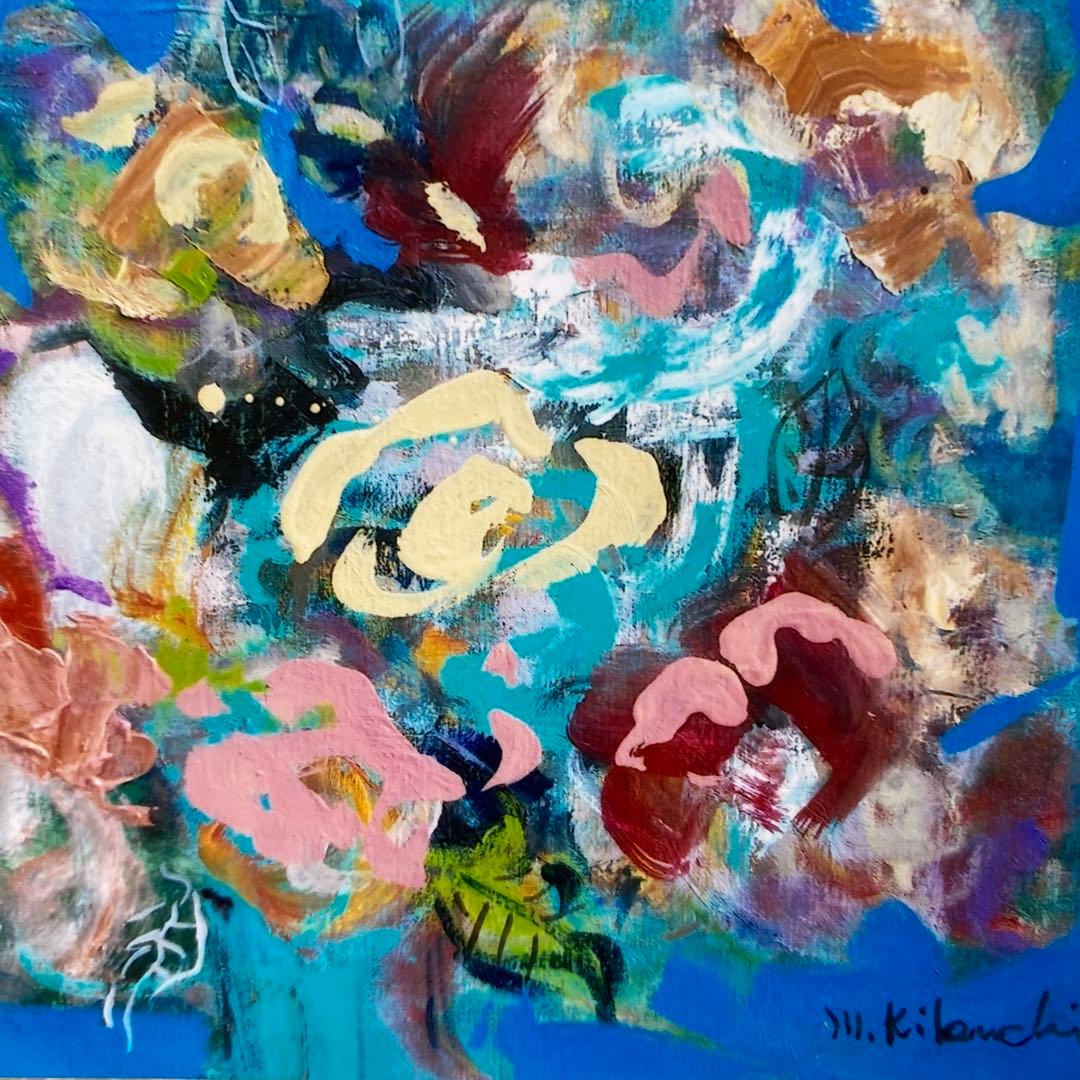 絵画　油彩画　油絵　「多色のバラ」F8号　菊地正則　渡仏　美品　送料無料