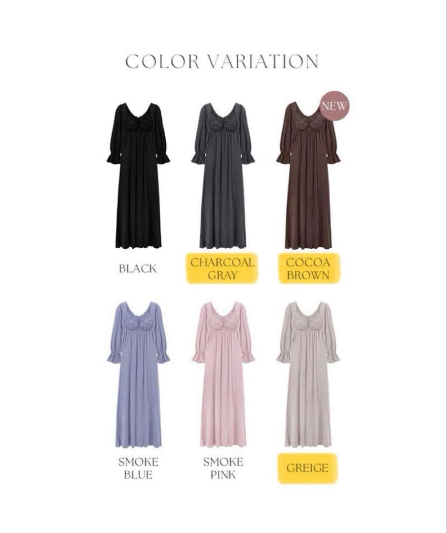 ツーハッチ　《ラクシアスリープ》ナイトブラワンピース 長袖マキシ丈 65M 3点