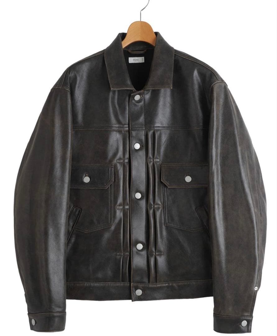 ア*ル様 YOKE 26SS Cracked Leather Trucker J