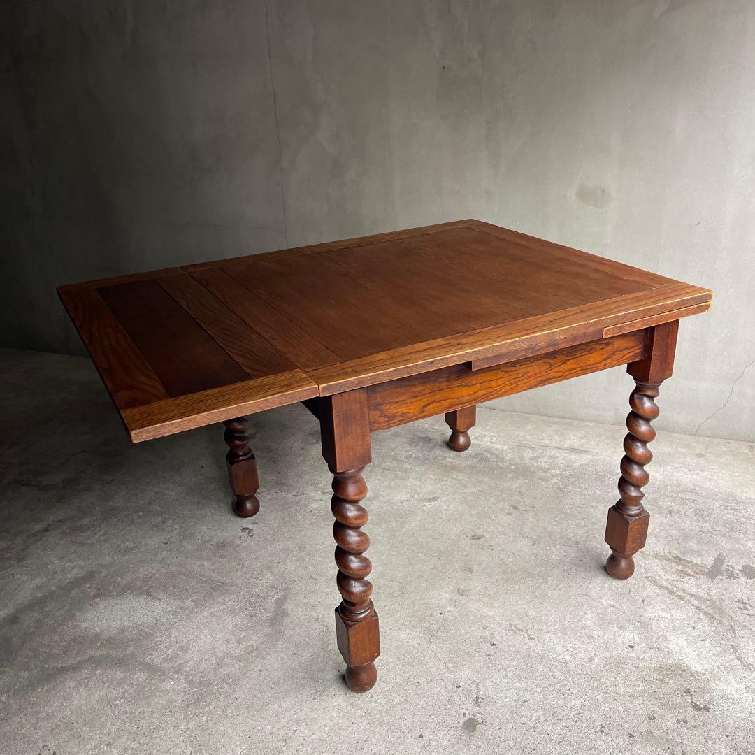 イギリス　アンティーク家具 ドローリーフテーブル 拡張テーブル　オーク