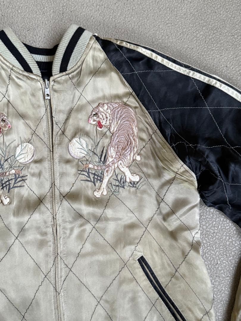 花旅楽団 スカジャン レーヨン100% リバーシブル 白虎　Mサイズ