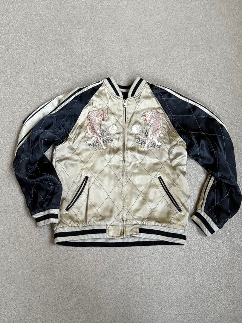 花旅楽団 スカジャン レーヨン100% リバーシブル 白虎　Mサイズ