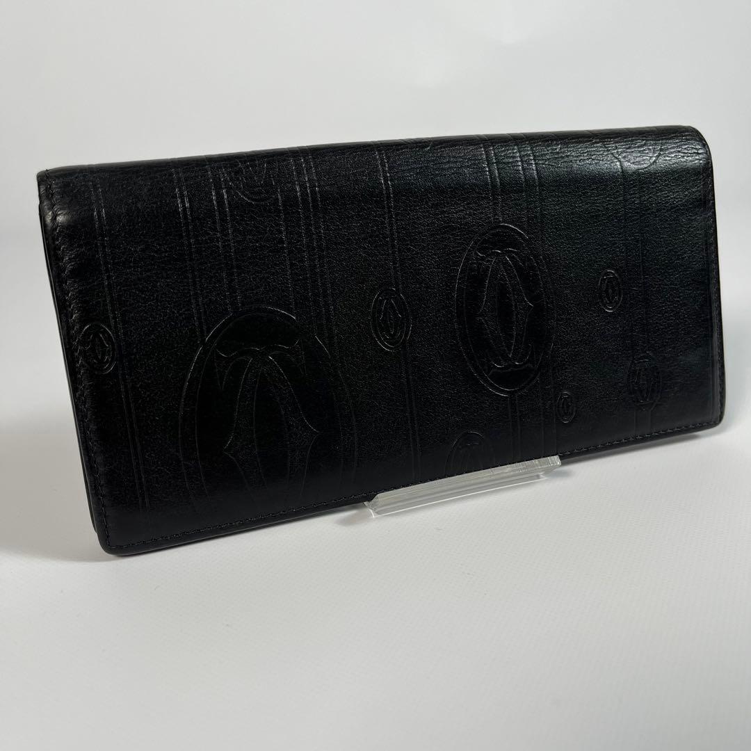 Cartier　長財布 パッピーバースデー レザー 黒 カード入れ 小銭入れ