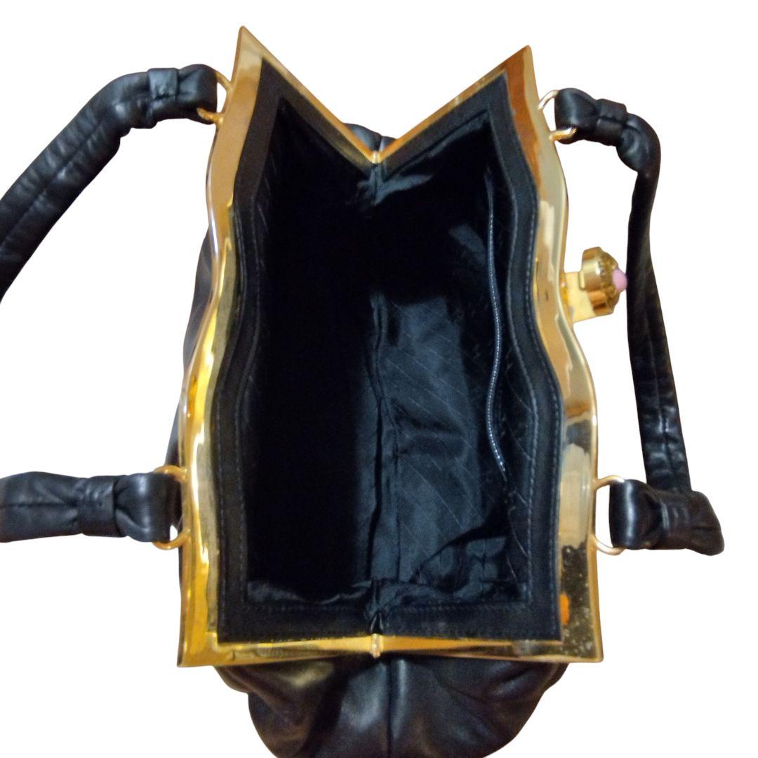 濱野皮革工藝 サンピエトロ 皇室御用達 がま口 ハンドバッグ 貴石 レザー