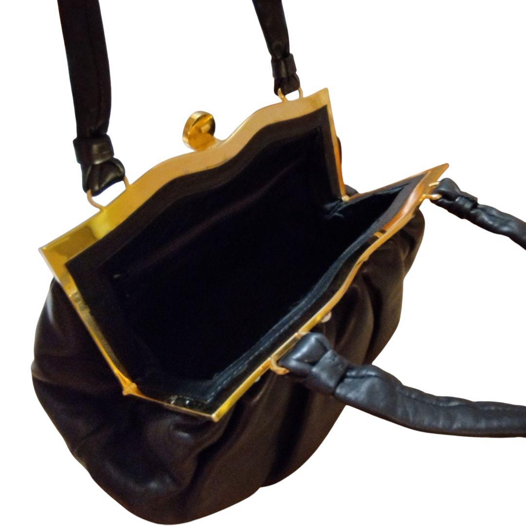 濱野皮革工藝 サンピエトロ 皇室御用達 がま口 ハンドバッグ 貴石 レザー