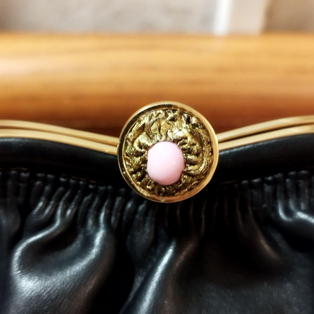 濱野皮革工藝 サンピエトロ 皇室御用達 がま口 ハンドバッグ 貴石 レザー