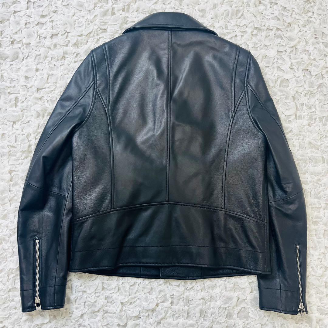 ATTENIRアテニア 羊革ラムレザーダブルライダースジャケット11号Lブラック