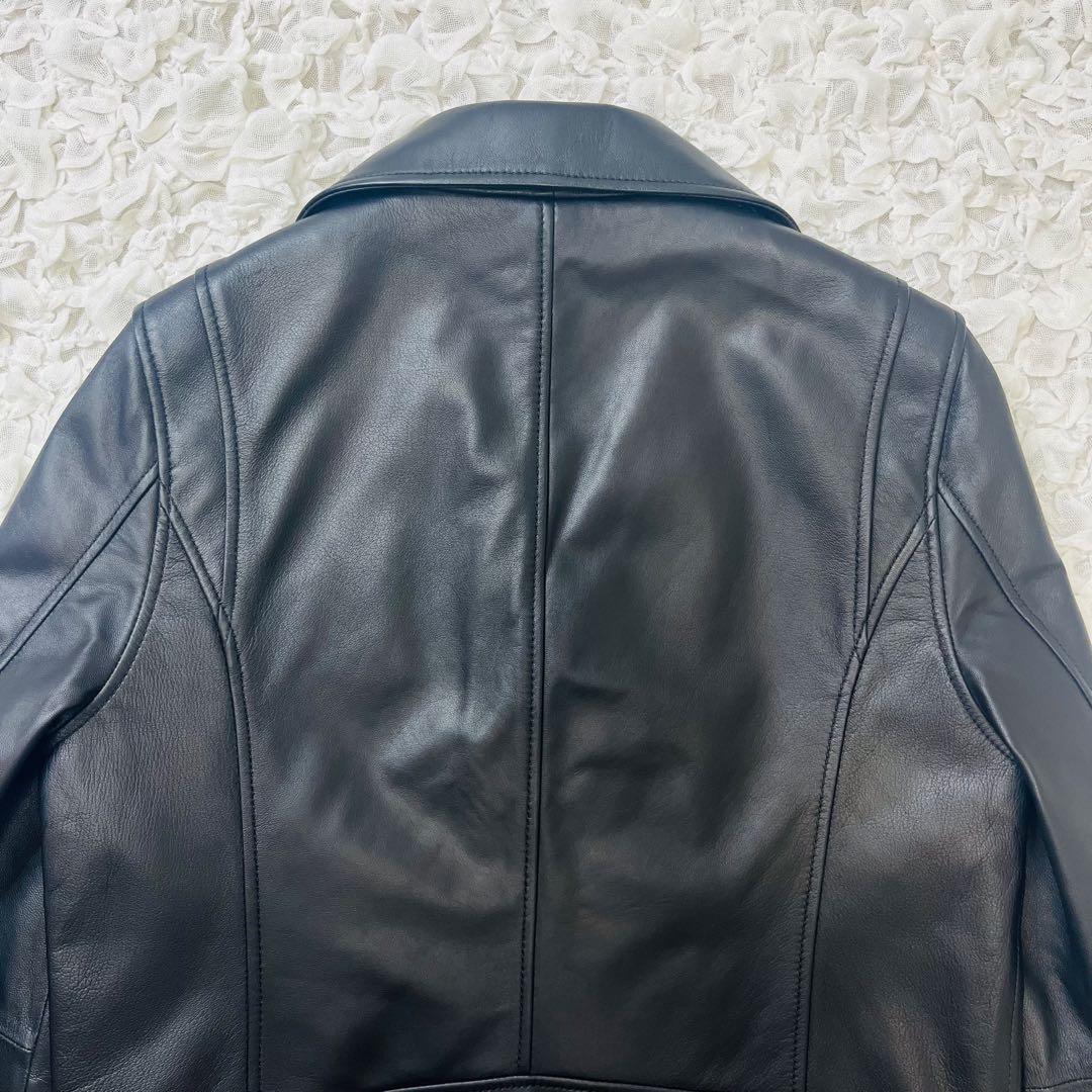 ATTENIRアテニア 羊革ラムレザーダブルライダースジャケット11号Lブラック