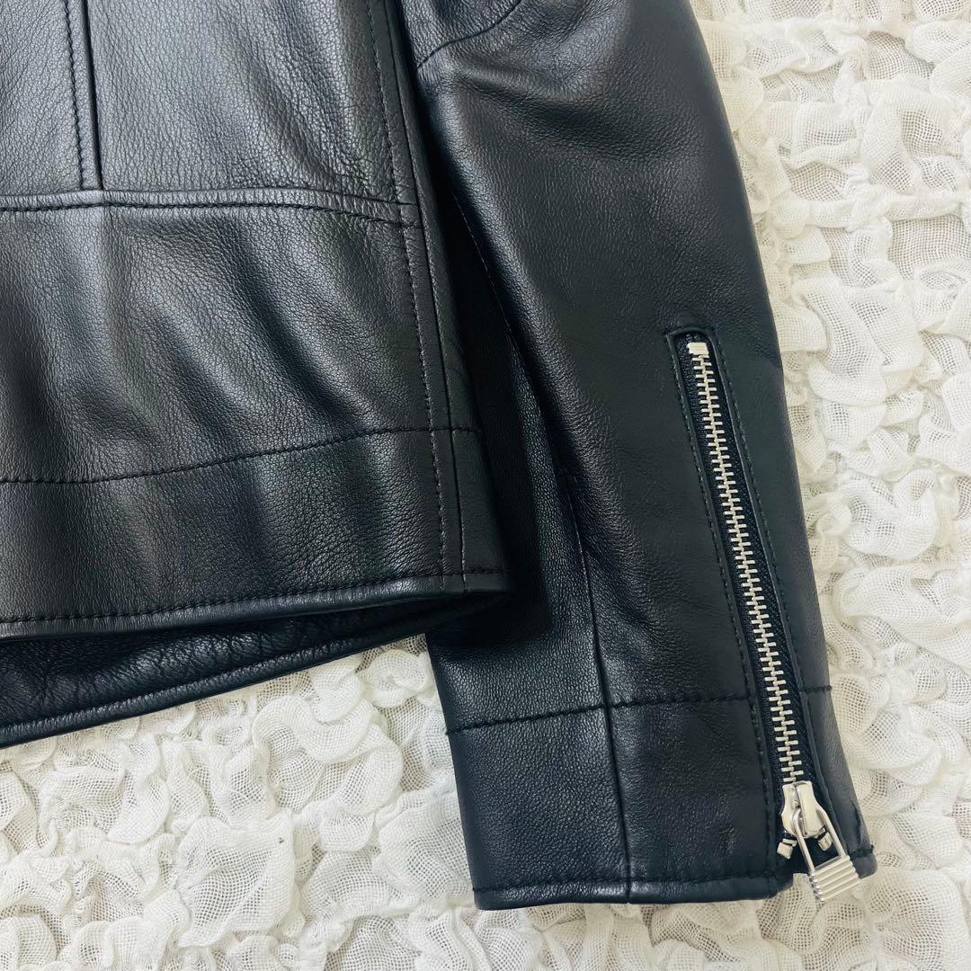 ATTENIRアテニア 羊革ラムレザーダブルライダースジャケット11号Lブラック