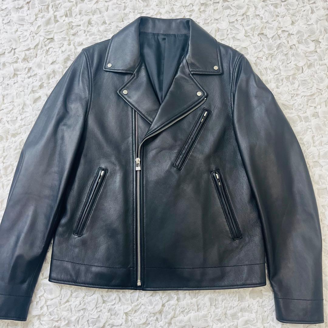 ATTENIRアテニア 羊革ラムレザーダブルライダースジャケット11号Lブラック