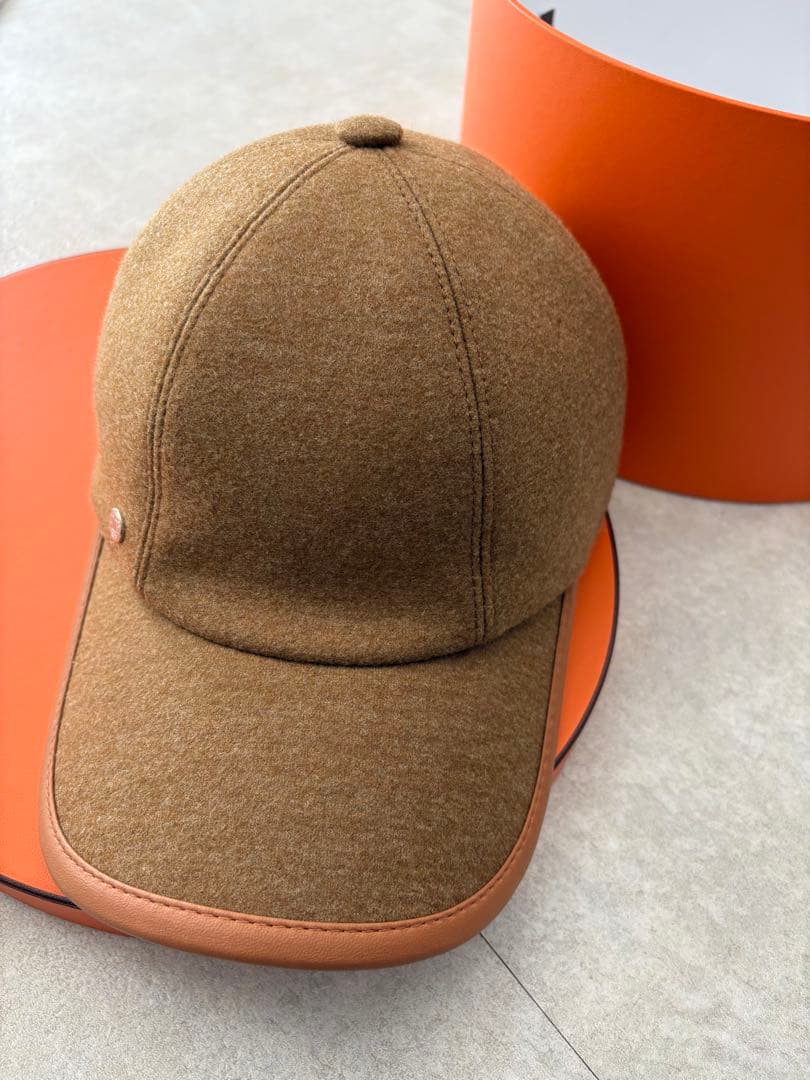 エルメス キャップ 帽子 セレナ ブラウン ゴールド ウール 58 レディース