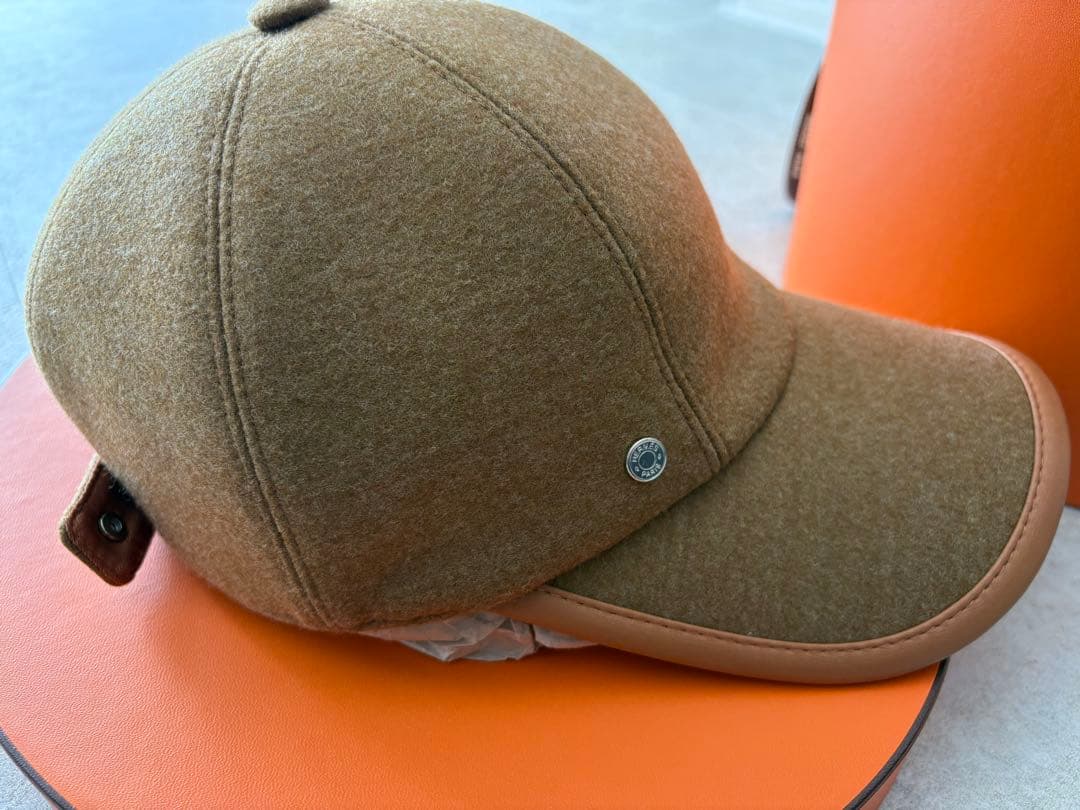 エルメス キャップ 帽子 セレナ ブラウン ゴールド ウール 58 レディース
