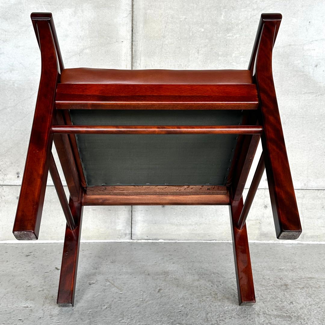 ★1980年代★ morishigeオリーブ印 アームチェア 本革 国産高級家具