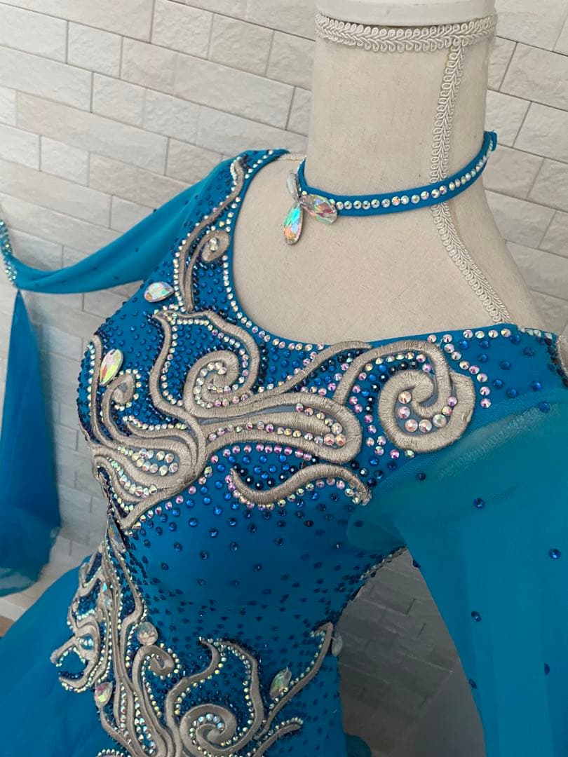 社交ダンス　スタンダードドレス⭐️ブルーM