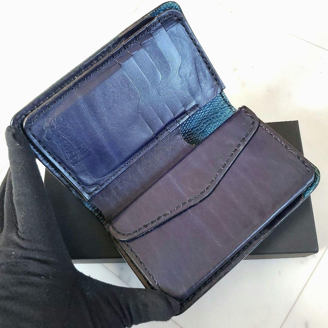 美品 サムライクラフト 折り財布 B-10 クロコダイル リザード ショルダー